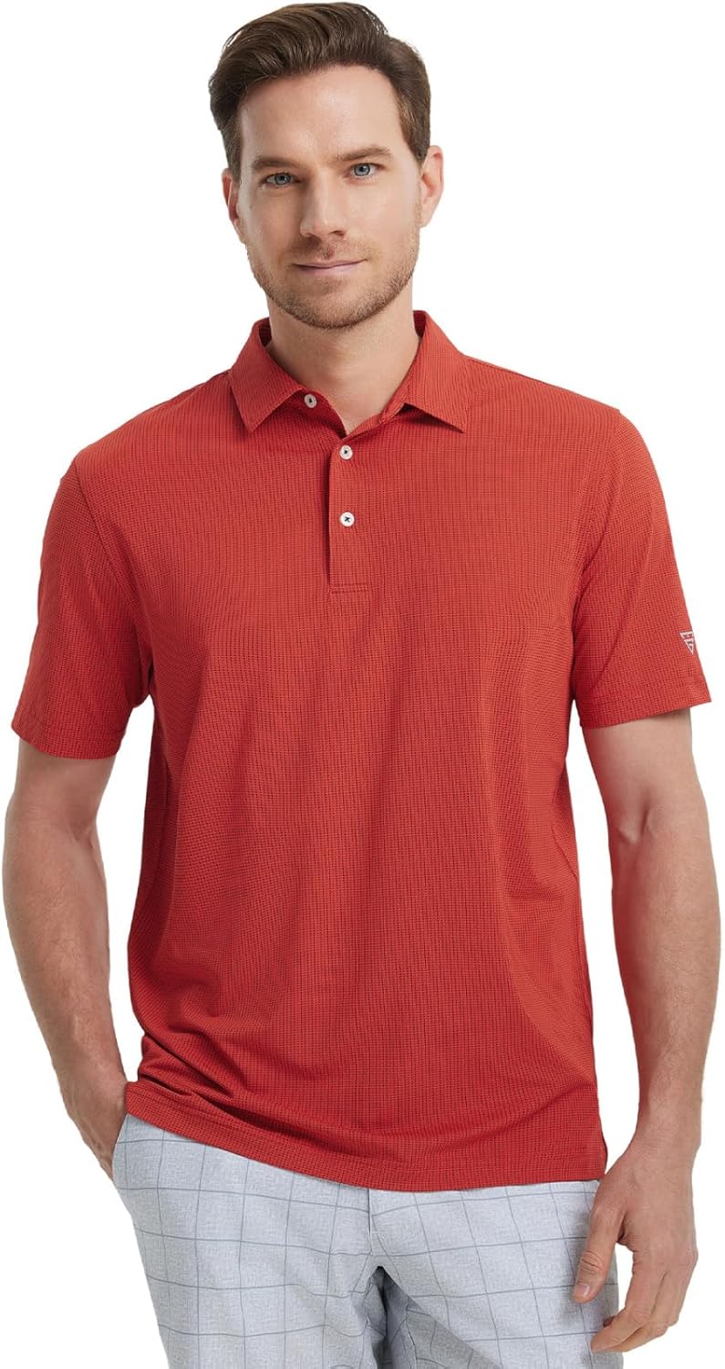 M MAELREG Mens Polo Shirts Short Sleeve Quick Dry Moisture Wicking Athletic Performance Jacquard Collared Golf Shirt for Men - Image 2