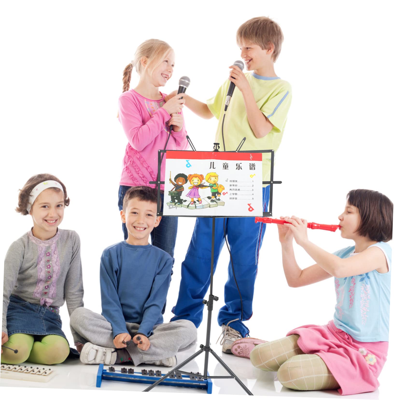LIOOBO 1Set Folding Sheet Music Stand Portable Tripod Design for Music Scores Recipes and Tablets Durable Black Construction for Musicians and Home Use