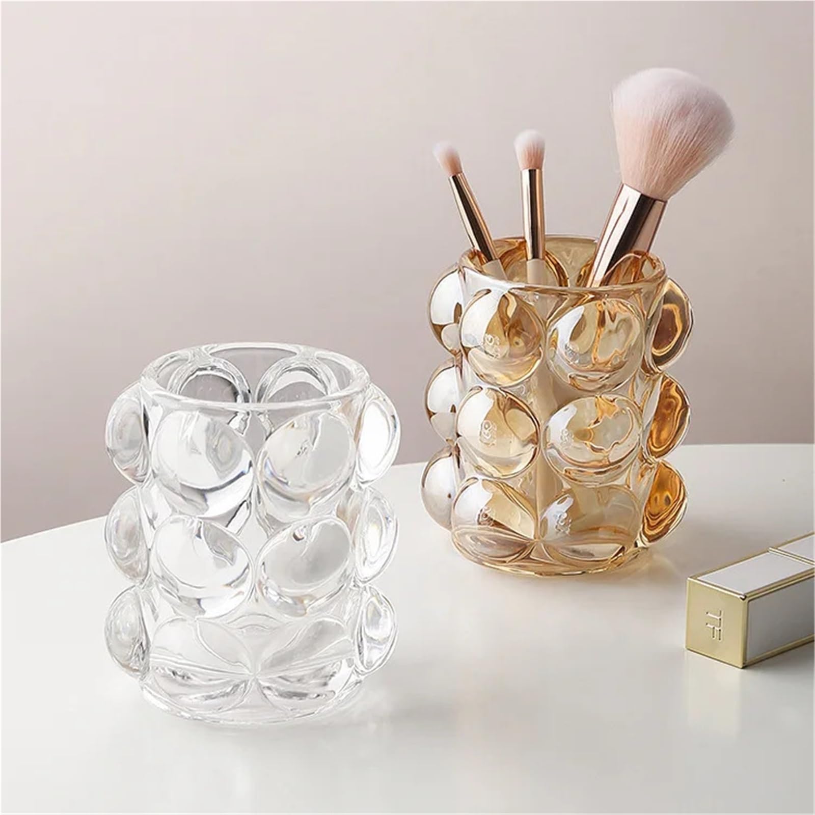 Transparenter Stiftehalter Stifthalter aus Glas, Make-up-Pinsel-Fass, Schreibtisch-Organizer, Aufbewahrungshalter, Display, Ornament, Heimdekoration, Wasserbecher
