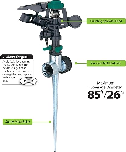 Miniatura 2 de Melnor 65152AMZ - Aspersor pulsante de plástico sobre pico de metal, paquete Tienda de conexión rápida, negro, verde