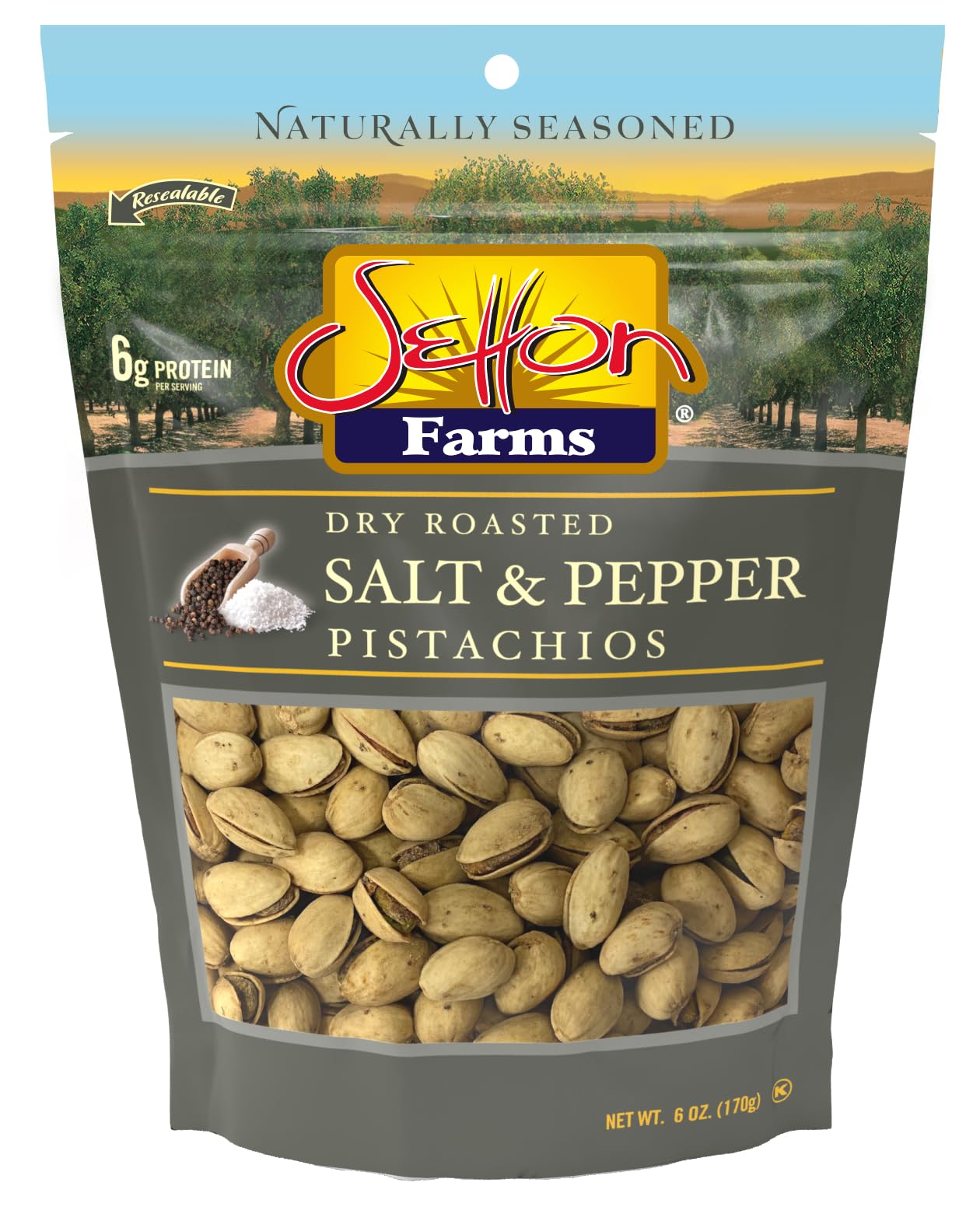 Pistachios Salt & Pepper, In-Shell, 6 Oz. Bag, Kosher