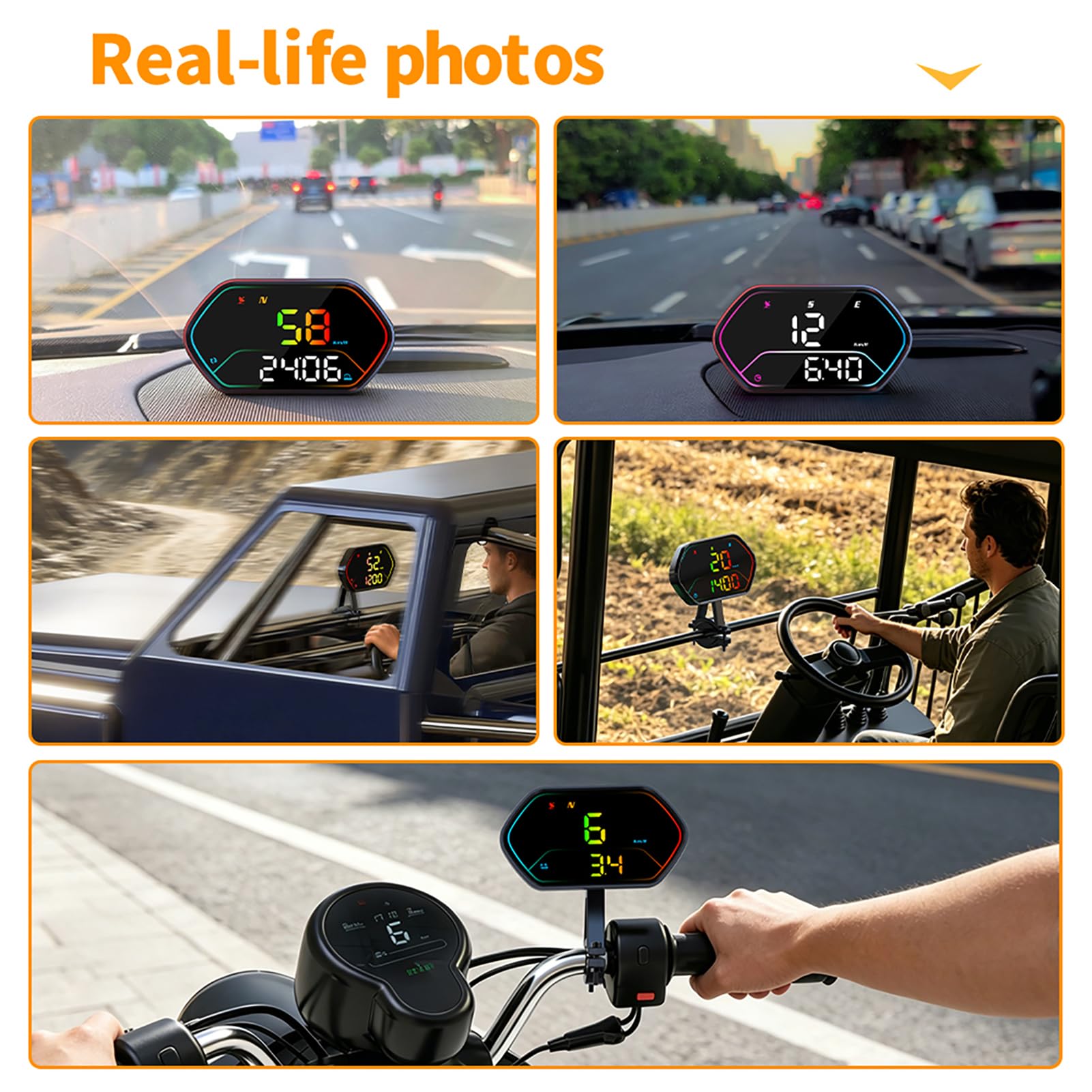 Yctze Uniwersalny Wyświetlacz Head-Up Prędkościomierz Samochodowy z Wyświetlaczem LED HD Automatyczny Czujnik Jasności Zasilanie USB do Samochodu Motocykl Skuter ATV UTV