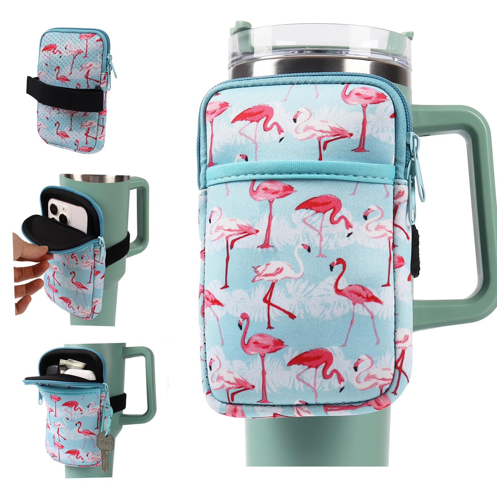 LMYUHONG Water Bottle Carrier Bag For Stanley 40oz & 30oz - Insulated Neoprene Pouch With Phone Pocket & Strap