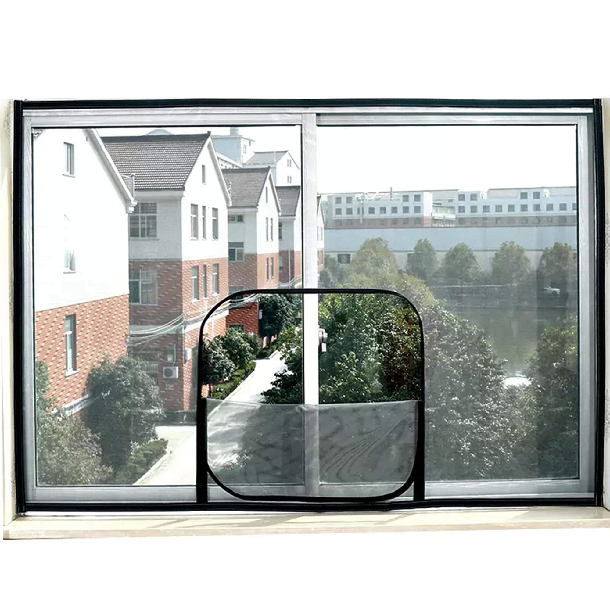 Xieminle White Custom Size Self-Adhesive Cat Protection Net With Zipper, Cat Safety Net, Window Mesh For Cat Protection, Fly Screen Anti-Bug Mosquito Netting, Balcony Safety Mesh