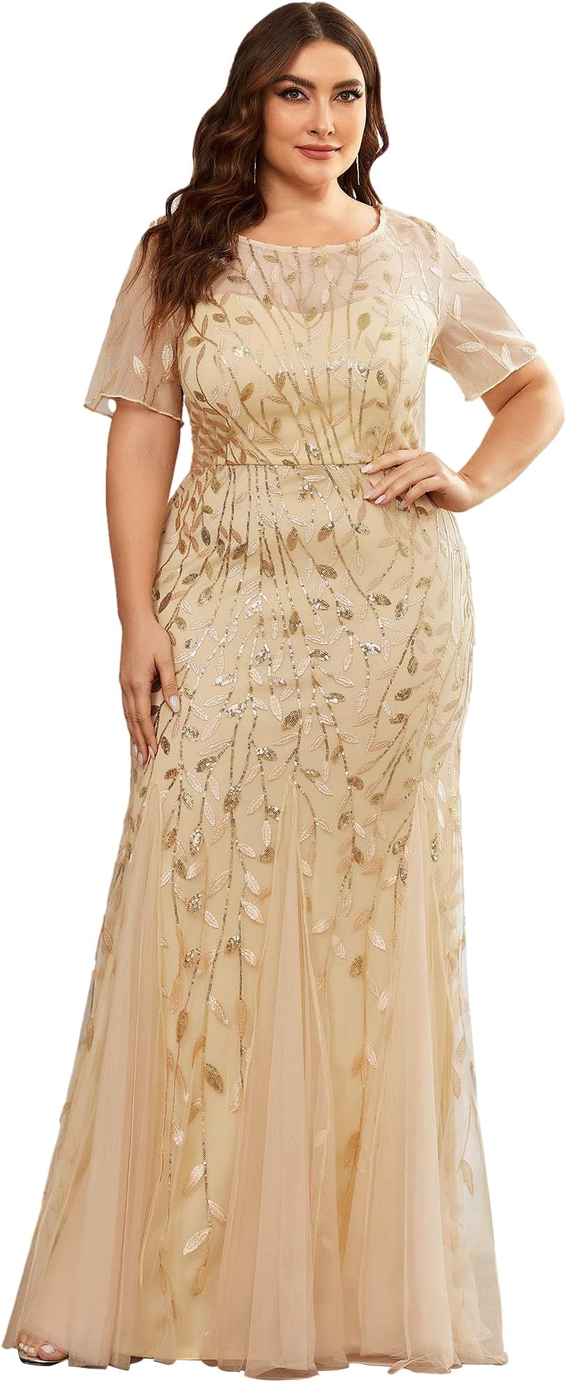 Women's Plus Size Sweetheart Neckline Prom Formal Gown Sequin Mermaid Dress Gold US16