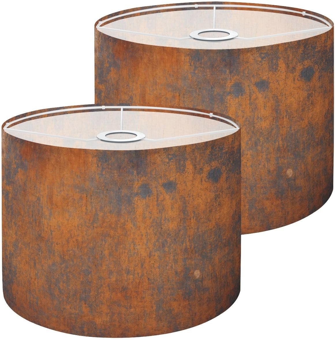 boho Lampshades Lamp Shades set of 2 rust corroded metal surface orange dark gray tones worn steampunk from Light Shade for Table Lamps Floor Lamps Drum Lamp Shades Lampshade Replacement