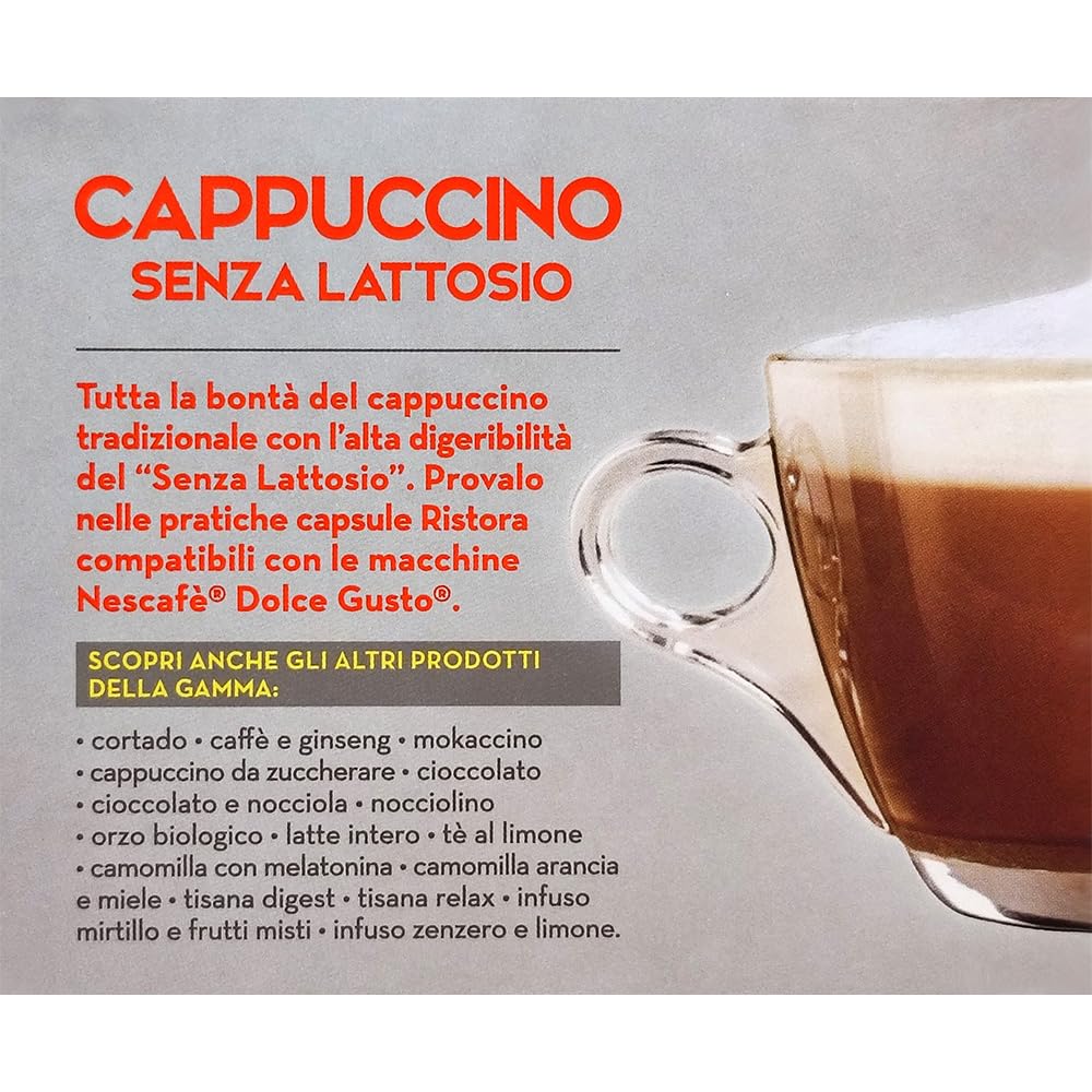 Ristora - Cápsulas de café Dolce Gusto, Capuccino sin azúcar añadido, 160 unidades