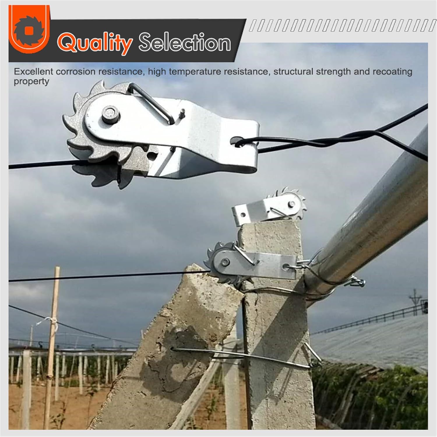 Electric Fence Wire Strainer with Ratcheting Handle Set Wire Fence Tensioner with Compression Clip for Farm Garden Tool