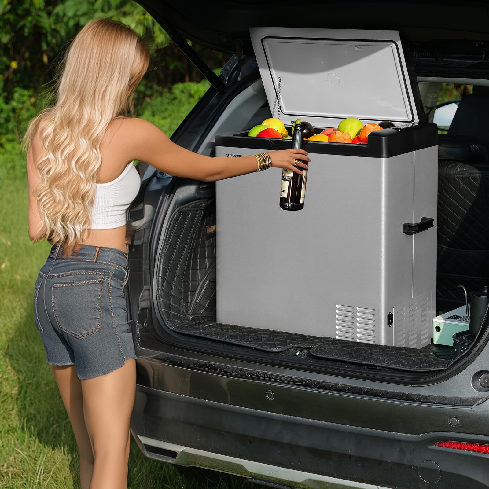 VEVOR Réfrigérateur Portable à Compression 70 L, Mini Frigo de Voiture 12/24 V CC et 100-240 V CA, Glacière à Zone Unique, -20 °C à 20 °C Température Réglable, pour Camion Bateau Maison Camping