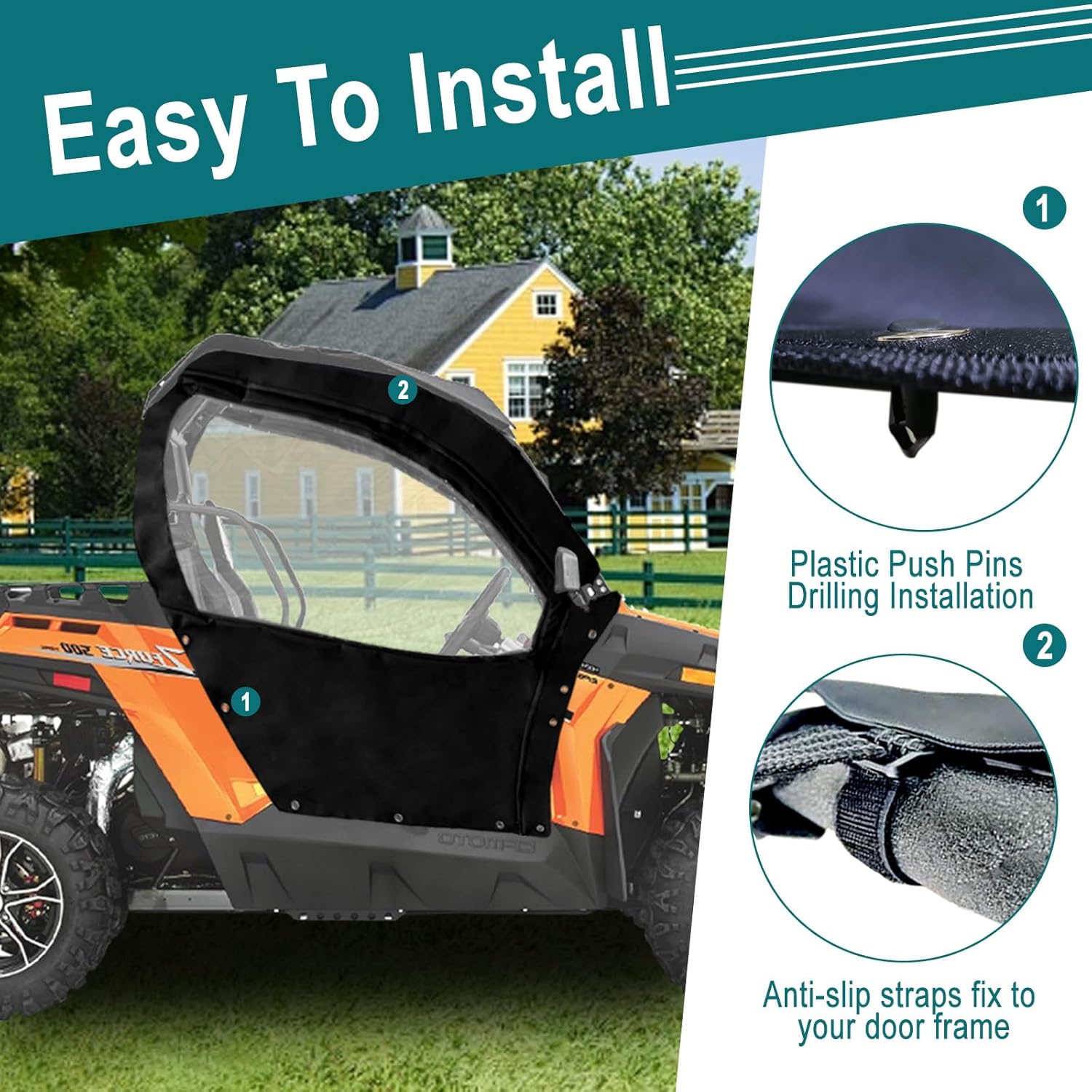 (INCOMPLETE) QYMOTO Zforce 500 800 Doors with Zipper,Double-layer Oxford Cloth All weather Soft Cab Enclosures Compatible with CFMOTO ZForce 800 EX/Trail 2014-2022,ZForce 500 2016-2022