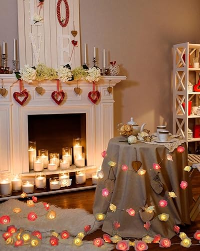 Miniatura 6 de Guirnalda de luces de rosas de cumpleaños, 14.7 pies, 30 luces LED, para cumpleaños, boda, aniversario, día de la madre, propuesta de fiesta,