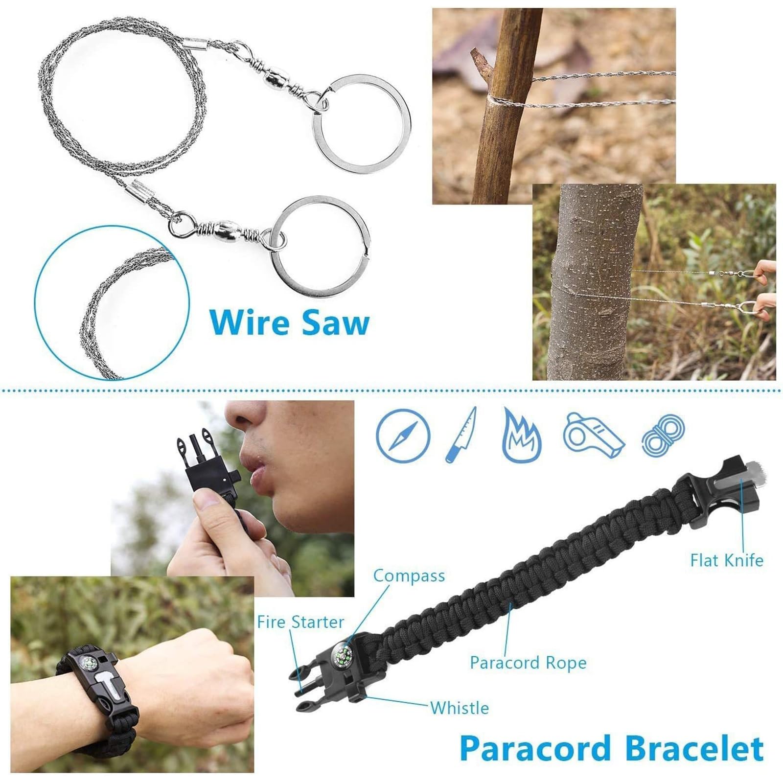 Kits de Survie, Articles de Randonnée et de Camping, Matériel de Survie d'urgence pour Hommes, Pères, Maris, Adolescents, Gadgets de Pêche et de Chasse Originaux