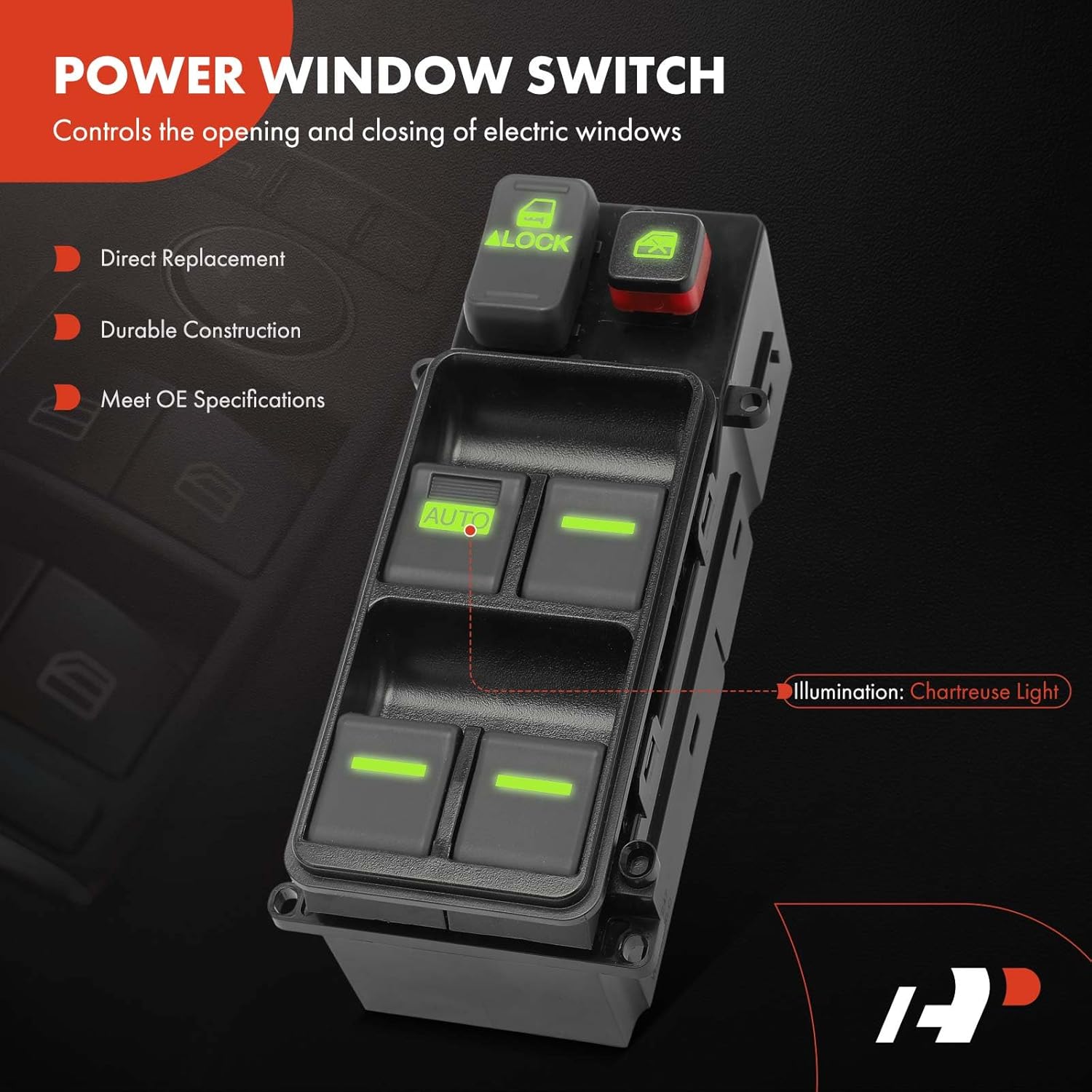 A-Premium - Driver Side Power Window Switch - Compatible with Honda Odyssey LX 2005-2010 V6 3.5L - Replace# 35750SHJ305, 35750SHJA01