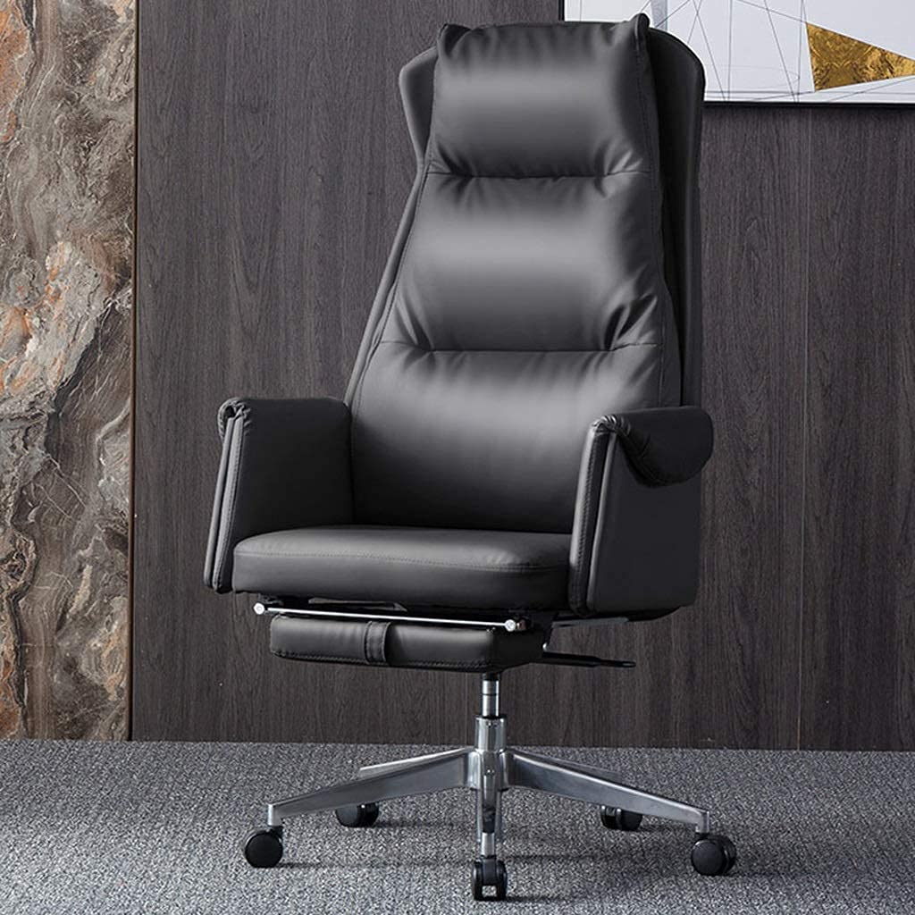 DameCoBoss Chair Leather Seat Swivel Chair Computer Chair Home Business Leather Chair Comfortable Reclining Office Chair (Color : Nappa Leather Black) interesting