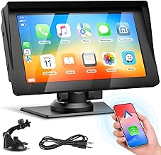 Volam 7 Inch Wireless Carplay Car Screen, Car Play and Android Auto Touch Screen for Car with Bluetooth Radio Navigator Map Voice Assistant FM AUX