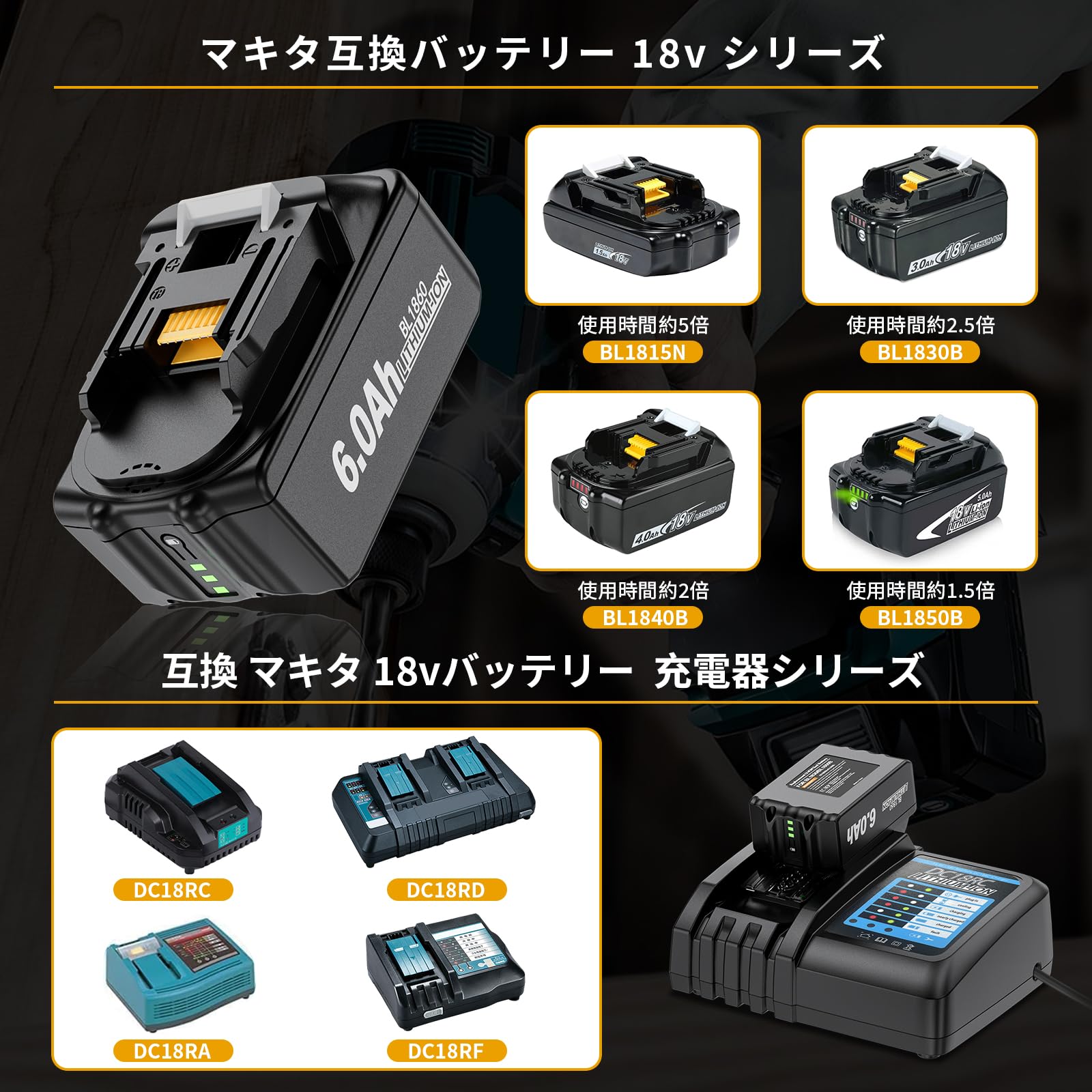 マキタ バッテリー 18V 純正交換工具用 PSE認証 送料無料！4個セット