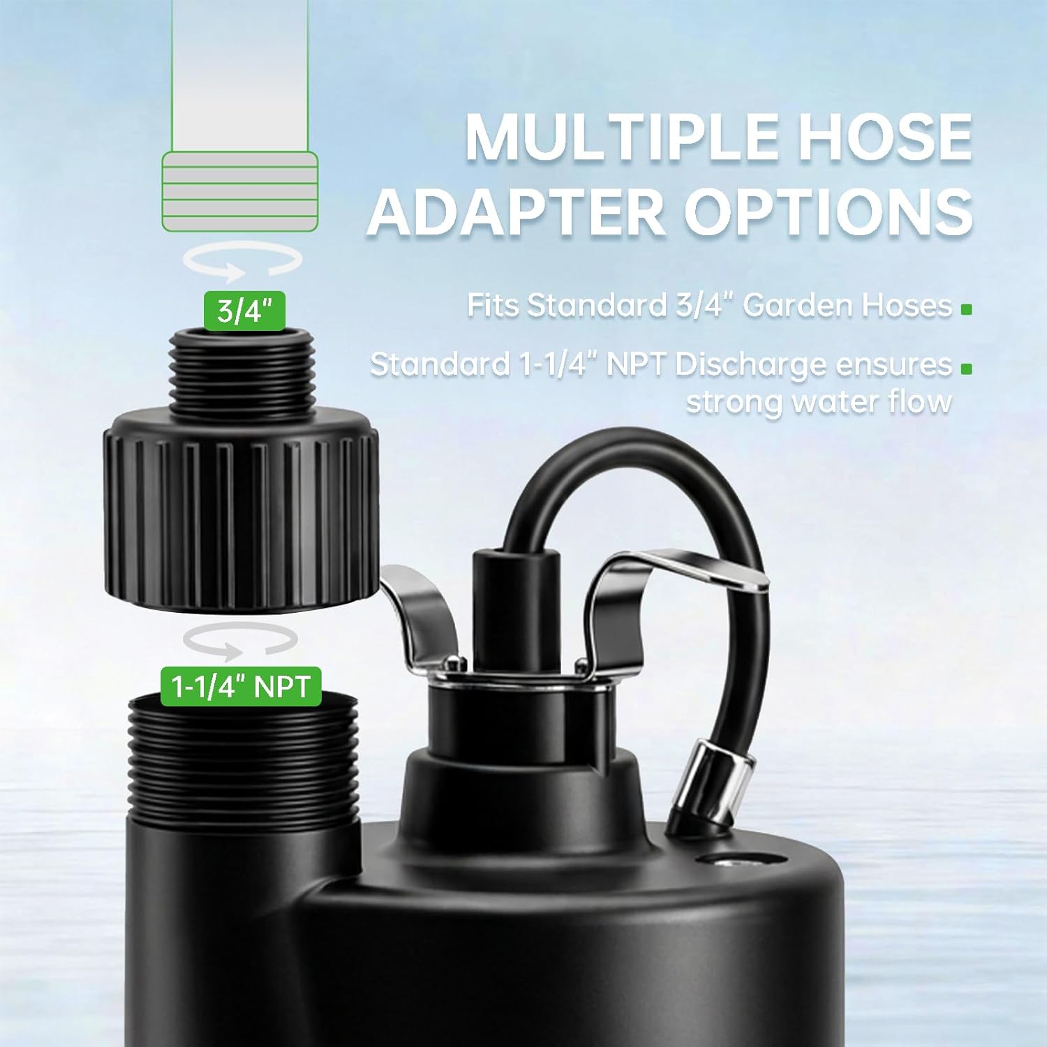 1/4 HP Submersible Sump Pump 1800 GPH Portable Utility Water Pump with 10ft Cord Thermoplastic Construction High Flow Drain Pump for Basement Garden Pool Pond Flood Removal
