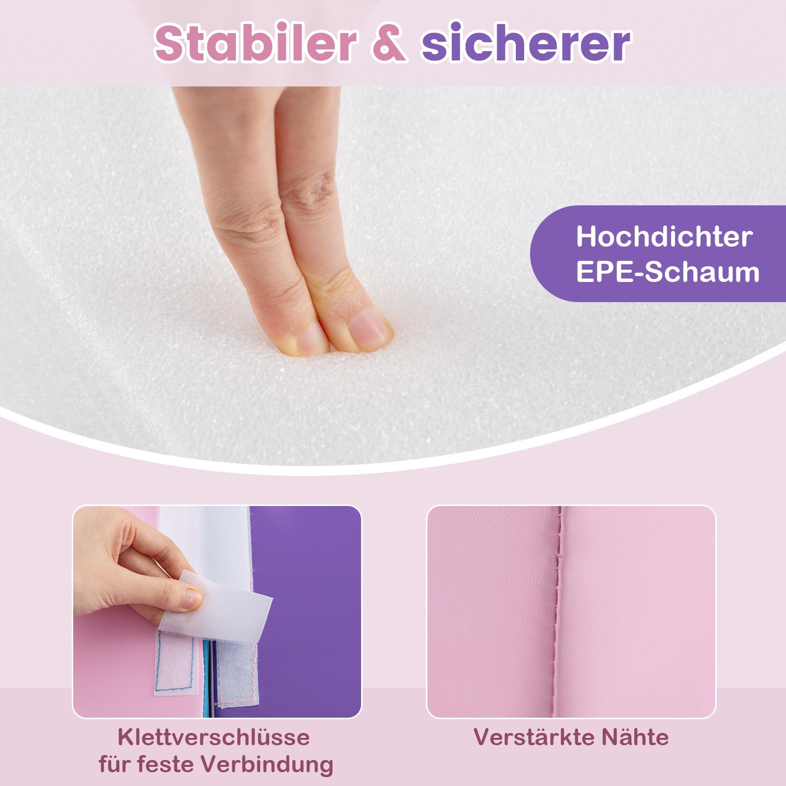 DREAMADE 7 TLG. Softbausteine, Riesenbausteine Schaumstoffbausteine Großbausteine aus EPE, Bausteinset Schaumstoff, Kletterblöcke zum Toben & Klettern für Kleinkinder (Blau+Rosa)