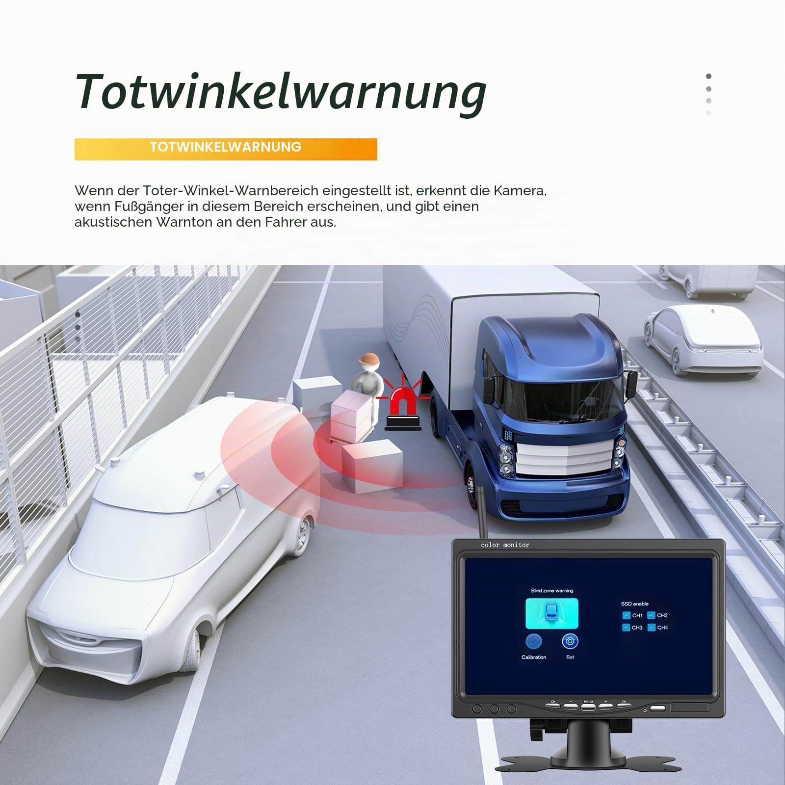 Hikity 1080P Kabellos Dual Rückfahrkamera 7'' IPS Monitor Set für RV Truck