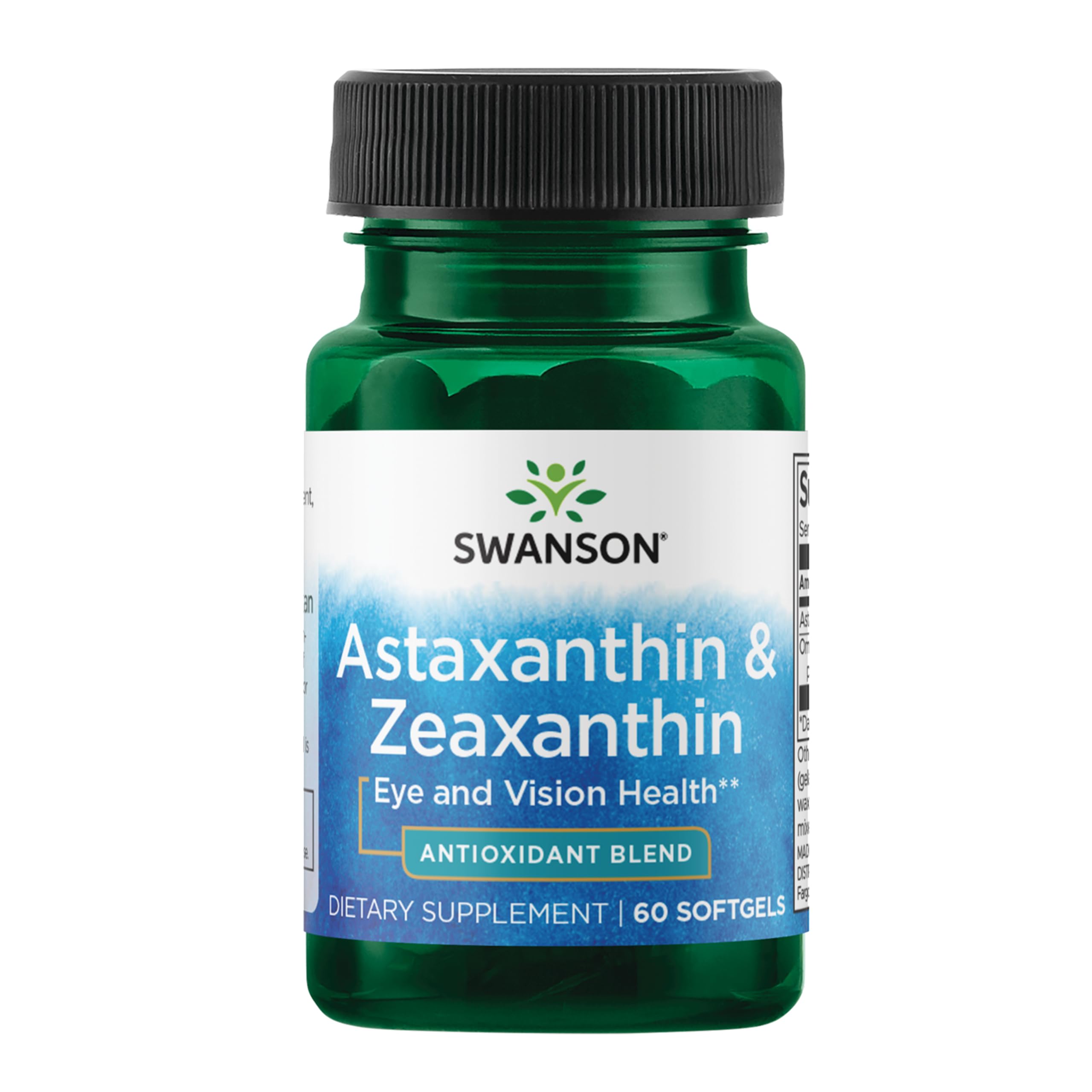 Astaxanthin & Zeaxanthin Eye Vision Brain Skin Health Antioxidant Support Supplement (Astaxanthin 4 mg & OmniXan Zeaxanthin 4 mg) 60 Softgels Sgels