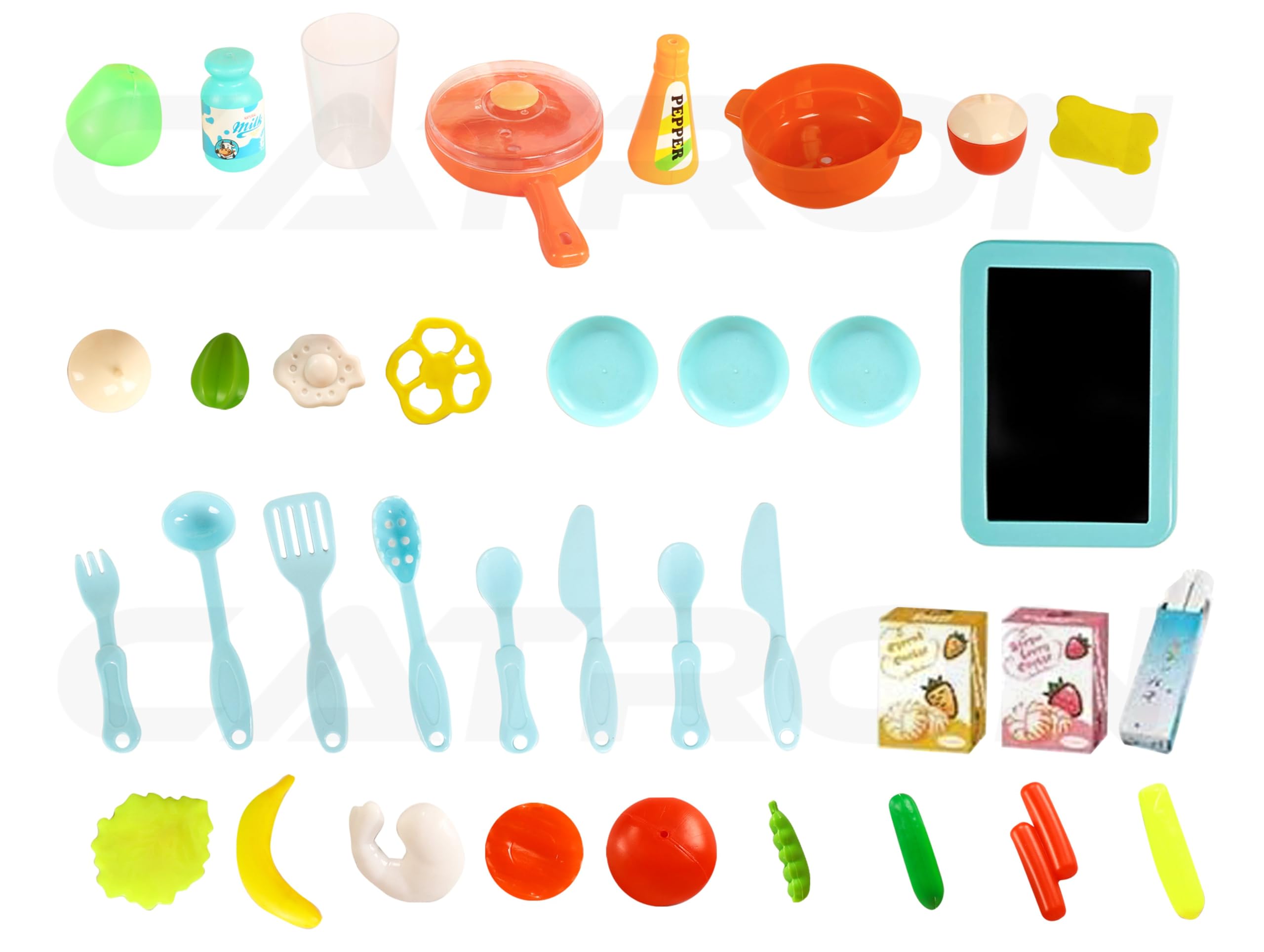 Catron Role Pretend playset Big Size Supermarket kit for Kids Toys with Shopping cart and Sound Effects Kitchen Set Kids Toys for Boys and Girls (Small 42 Pcs Kitchen Set)