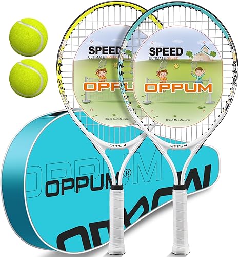 Raqueta de tenis para niños (paquete de 2), tamaños de 16 a 25 pulgadas. Diseñada para niños de 2 a 14 años. Equipo asequible y duradero para