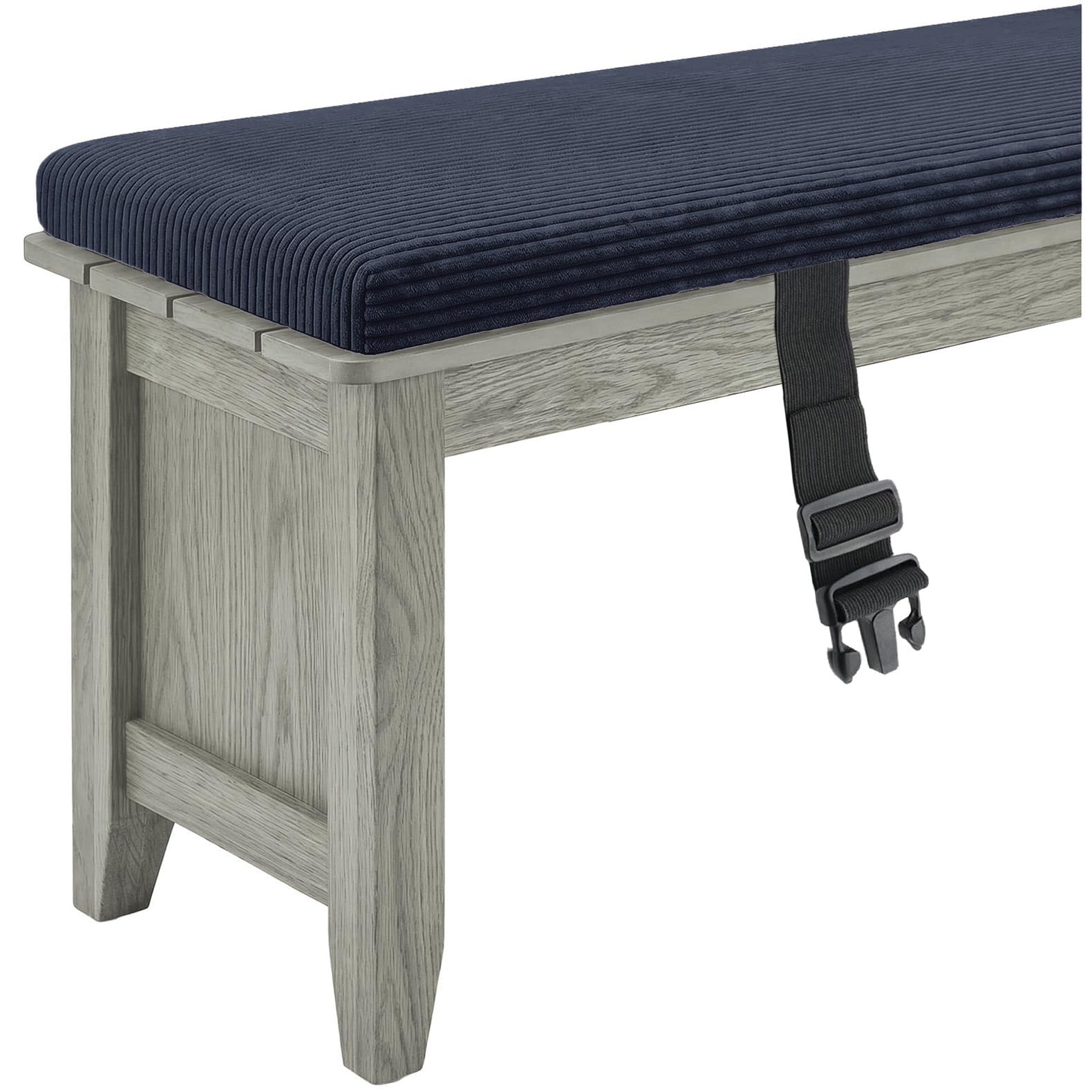 Miecoae Water Repellent Outdoor Bench Cushions Striped, Outdoor Swing Seat Cushions Corduroy 5cm/1.9" Thick Indoor Bench Cushion, Settee Couch Pads with Ties(Black Blue,190x45 cm 75x18 in)