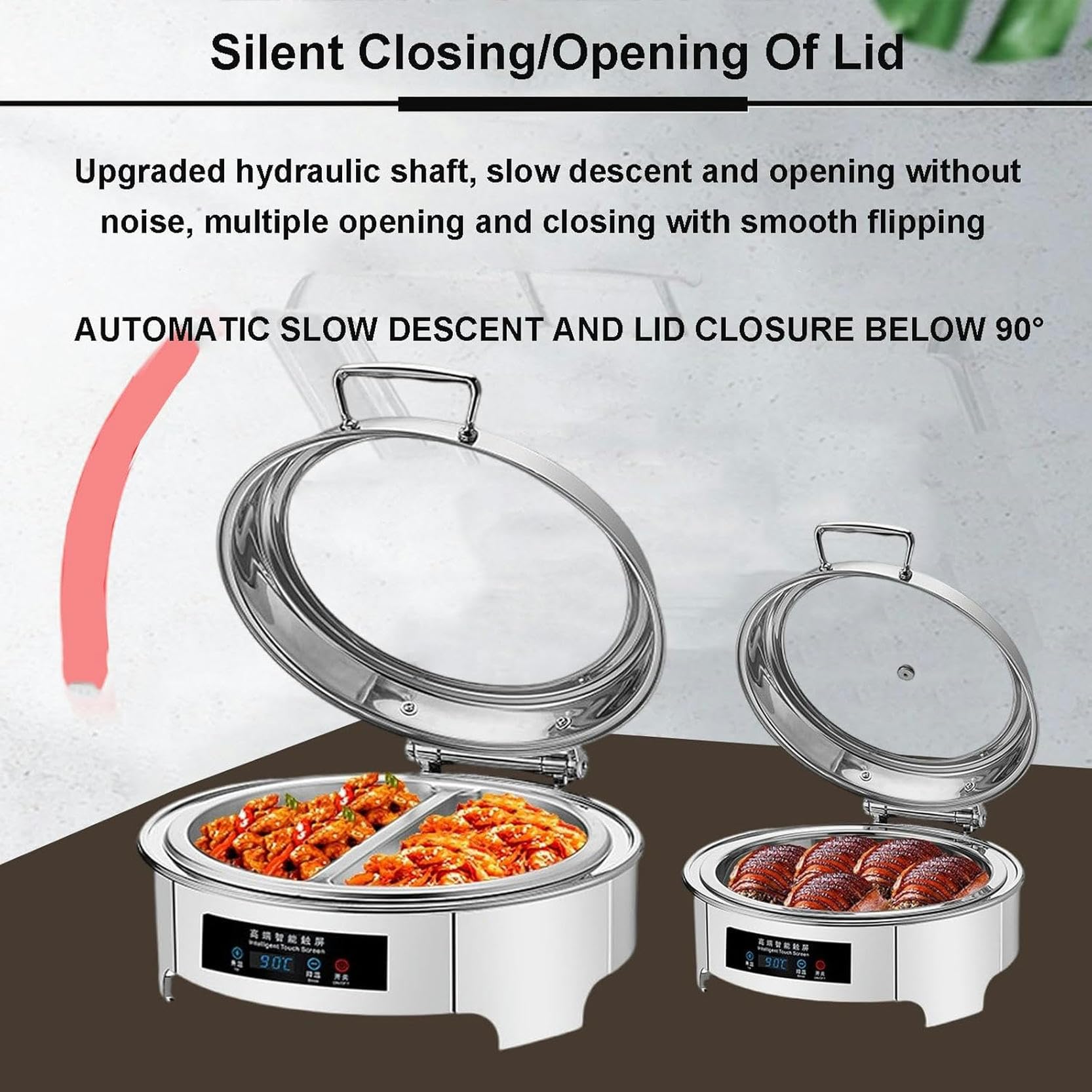 Chafing Dish Elettrico Rotondo,Riscaldatore per Buffet di Cibo Commerciale con Coperchio Trasparente,Vassoio Riscaldante di Grande capacità 6L per Una varietà di Piatti