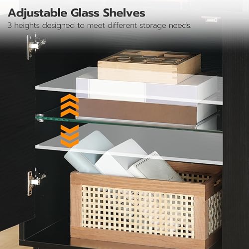 Miniatura 6 de HOOBRO BK88UDDS01 - Soporte eléctrico para TV con chimenea con luces LED y tomas de corriente, consola de TV negra para 32, 43, 50, 55, 65 pulgadas,