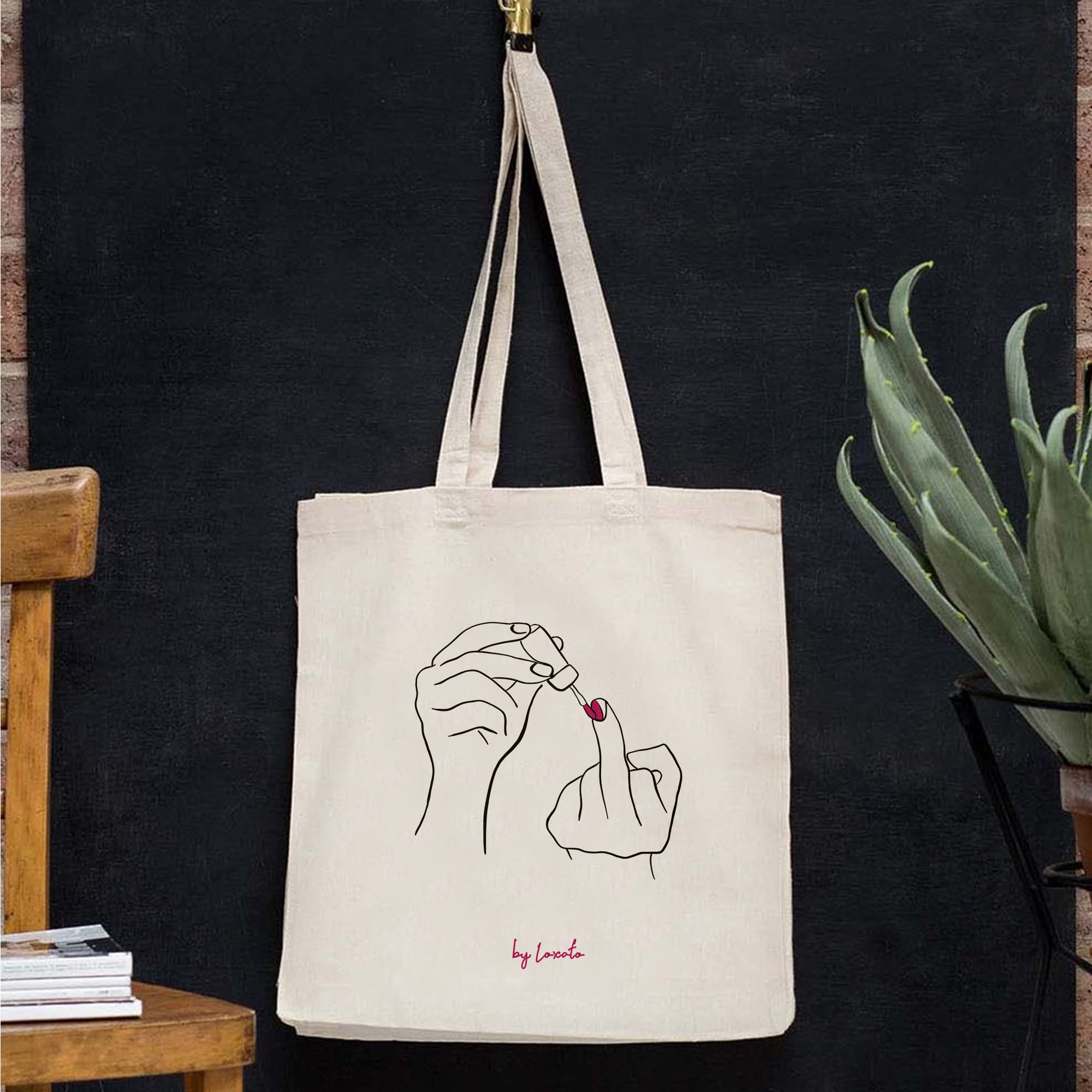 Bolsa Tela Tote Bag - Bolsos Bandolera Mujer - Bolsas de Algodón Natural 100% Reutilizables - Extra Ancho 8cm Asas Largas 70cm 220 gr/m2 - Bolsas de Tela Bonitas - 4