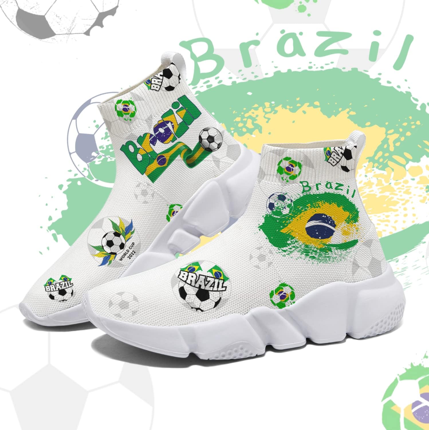 Hetios World Cup Painted Sock Shoes Women's Sneakers Commemorative Running Shoes