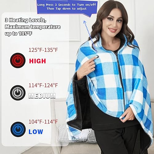 Miniatura 10 de Manta térmica eléctrica, 35 x 60 pulgadas, ultra suave, acogedora, de calentamiento rápido, con 3 niveles de calefacción y protección contra
