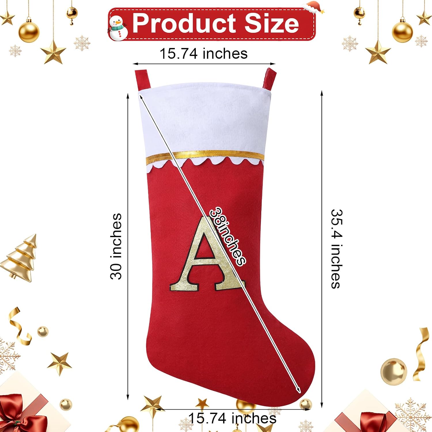 38 Inch Felt Applique Christmas Stockings Giant Personalized Xmas Stockings