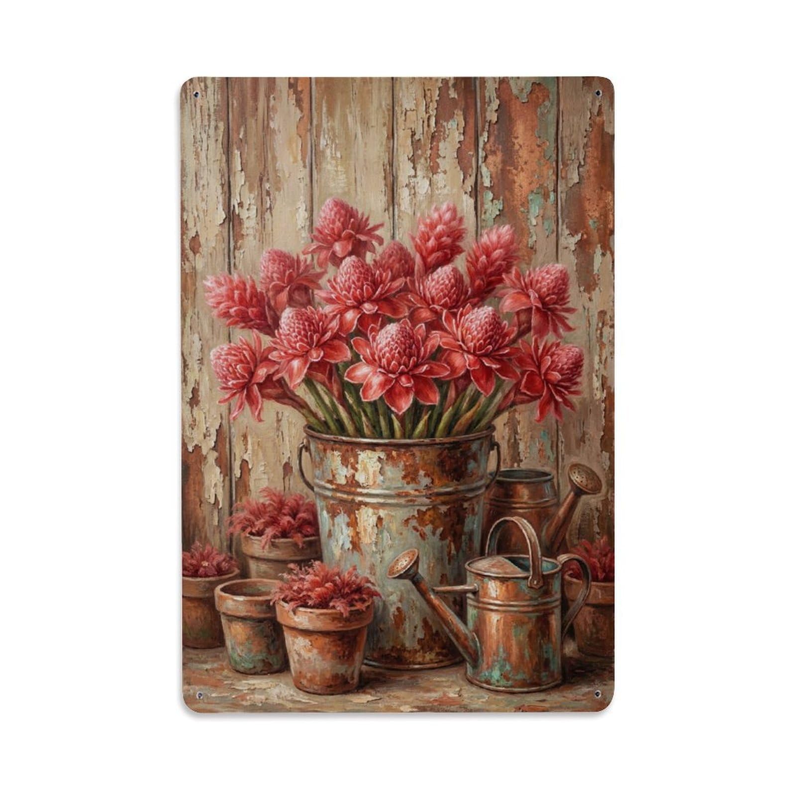 Vintage Flower Bunch Zingiber Pastoral Aesthetics Metal Tin Sign