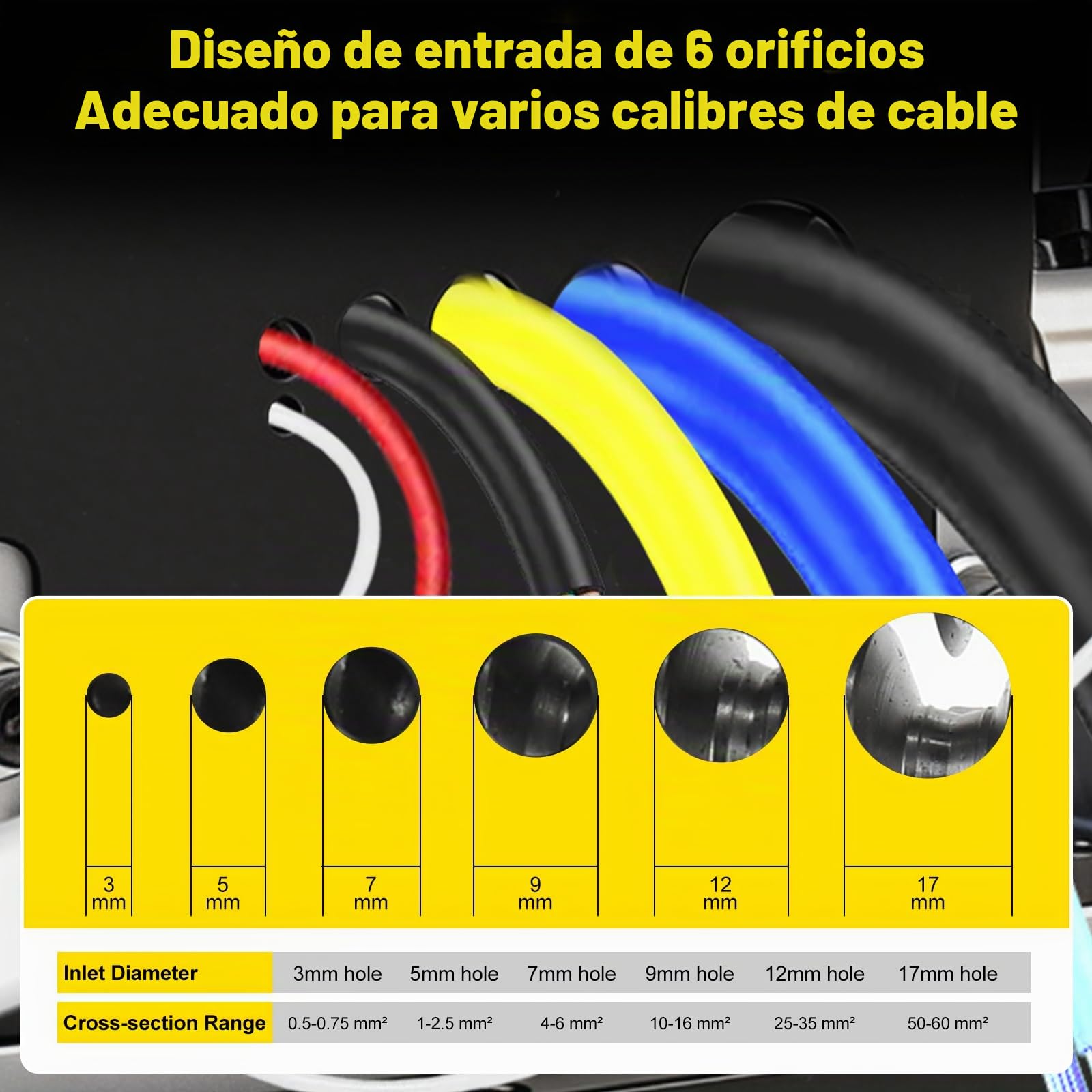 Máquina Automática Pelacables Eléctrica 3–17 mm, Pinza Pelacables para Cables de Cobre, Máquina de 5 Canales para Reciclaje de Cables (Sin Batería ni Cargador)