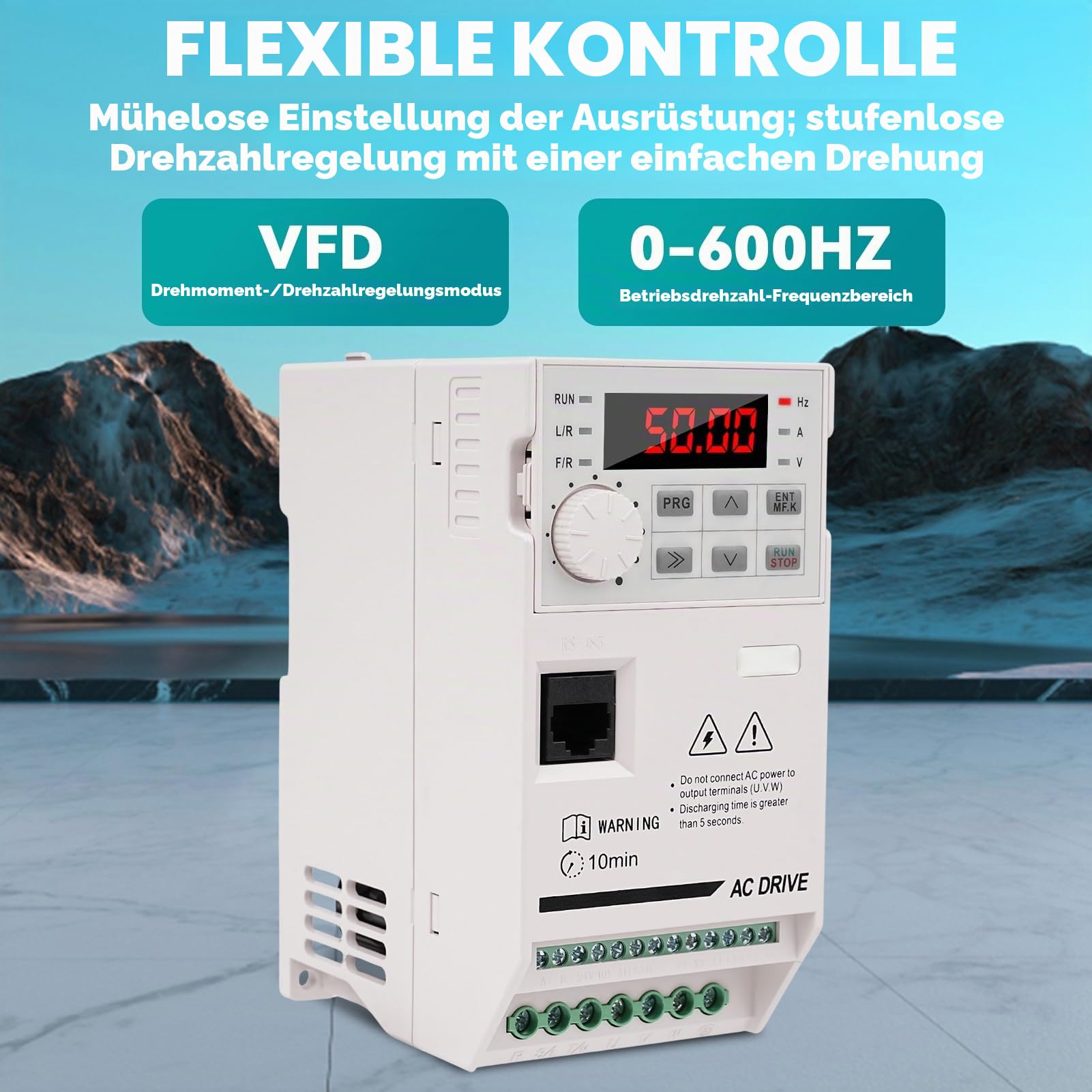 Frequenzumrichter 2,2KW Variateur de Fréquence Einphasiger 220V-Eingang Dreiphasiger 380V-Ausgang CNC-Frequenzumrichter VFD Antriebsumrichter für Ventilatoren, Wasserpumpen