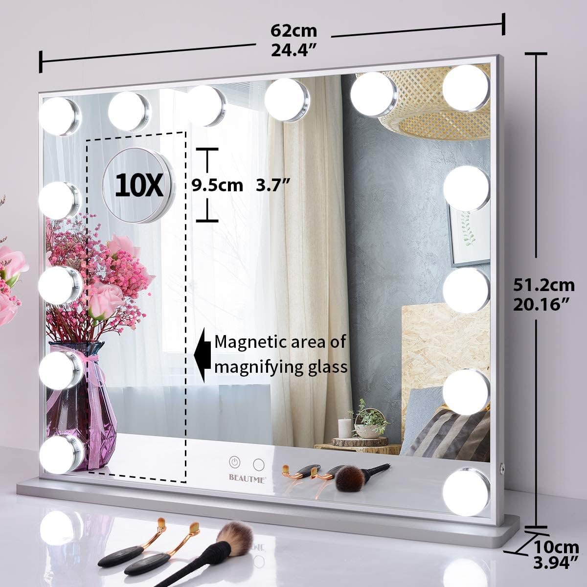 One-Day Sale: Up to 60% Off BEAUTME Vanity Mirror with Lights,Lighted Mirror for Dressing Room,Tabletop or Mounted Wall Mirror,Detachable 10X Magnification Spot Cosmetic Mirror (CPL606H-14) Amazing 🔥 BEAUTME Vanity Mirror with Lights,Lighted Mirror for Dressing Room,Tabletop or Mounted Wall Mirror,Detachable 10X Magnification Spot Cosmetic Mirror (CPL606H-14)