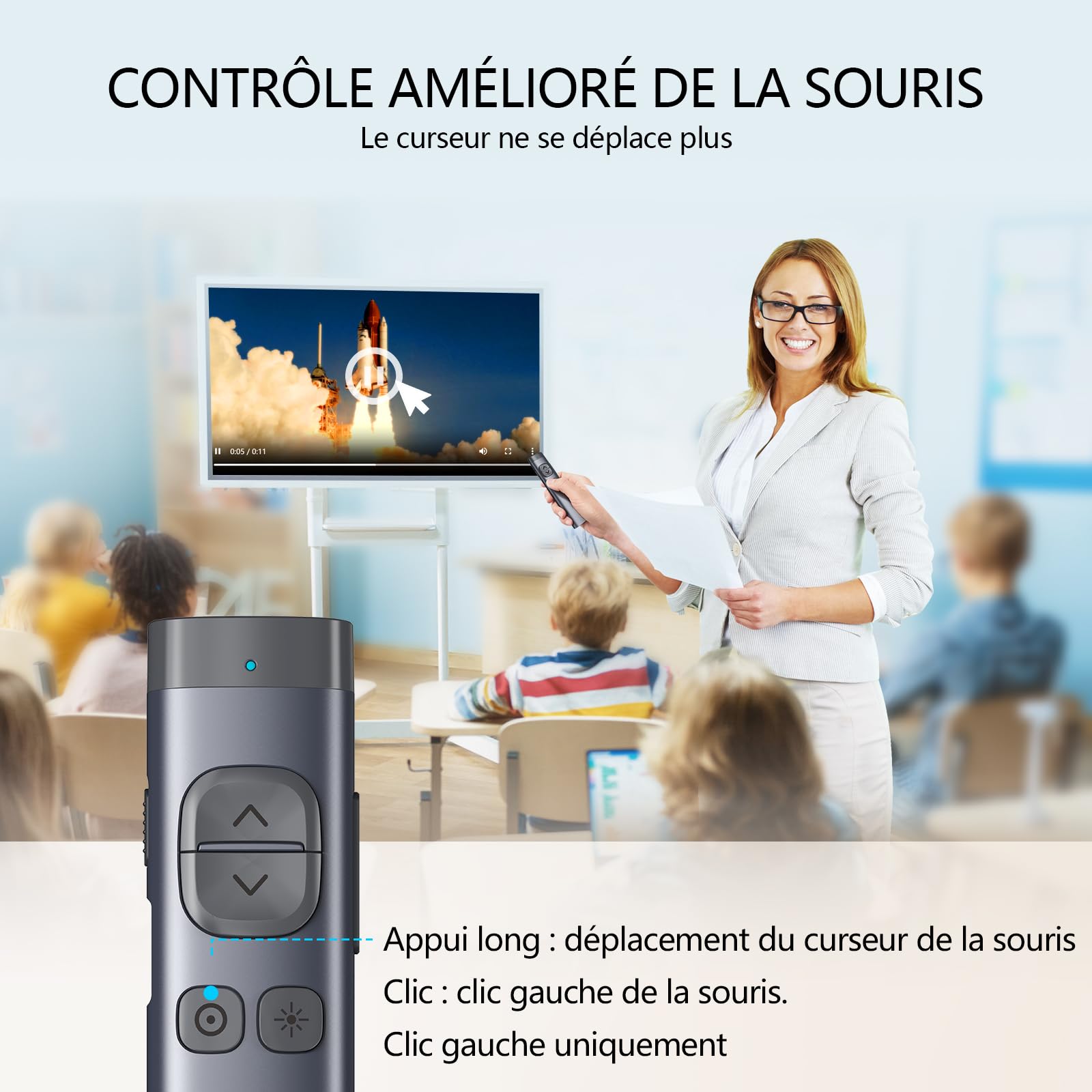 Norwii N97 Clicker de présentation d'écran TV Bluetooth Wireless Presenter Pointeur numérique