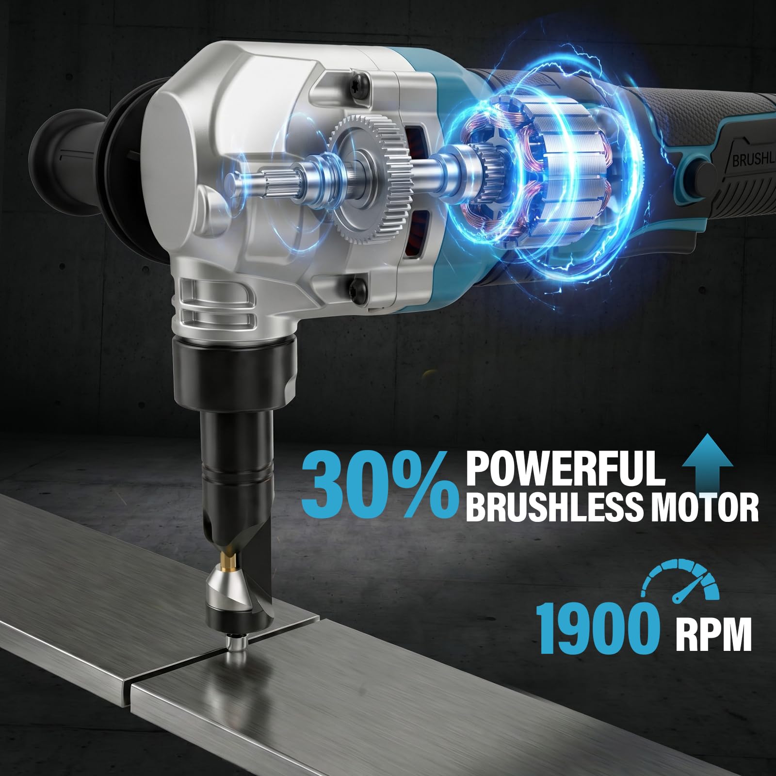 Blechknabber, Akkubetriebener Metallknabber Kompatibel mit Makita 18v Max Akku, Akku Knabber, Blechnibbler Aufsatz, 1900SPM, 950W, 3 Stufige Bürstenlose Elektro-Metallschere Blechknabber