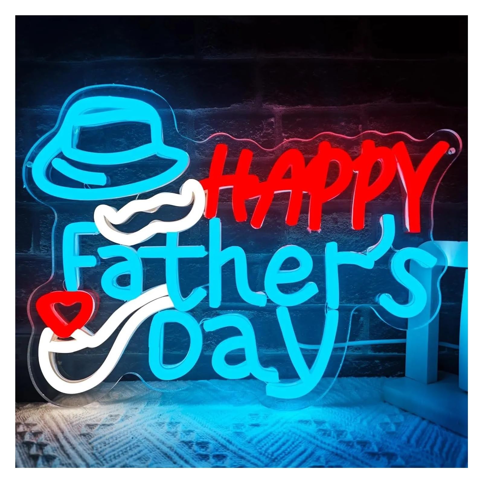 LEMST Sign Lamp Happy Father's Day Neon Sign Light Dimmable USB Powered for Festival Birthday Man Cave Father's Day Holiday Decor 32cmx24cm