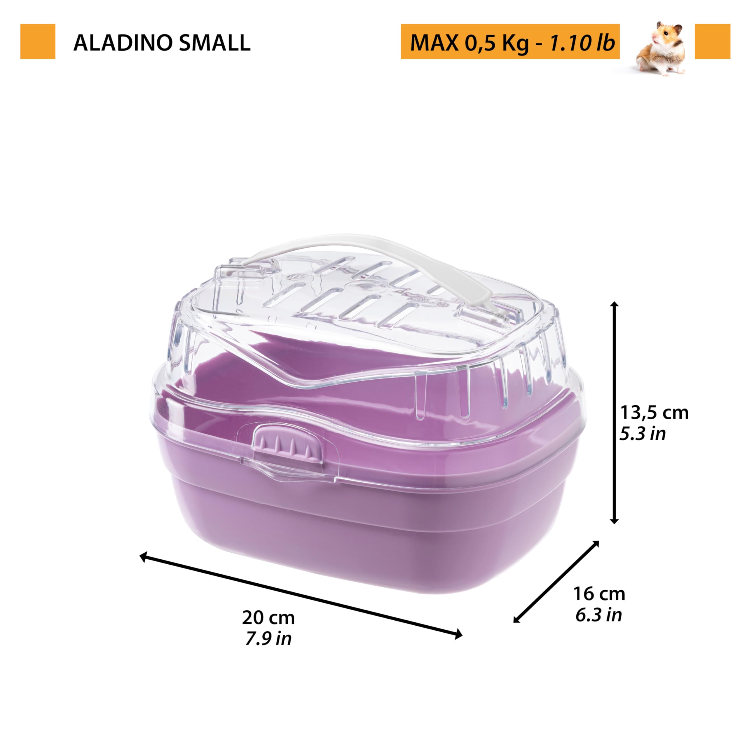 Ferplast Transport pour Hamsters et Autres Petits rongeurs ALADINO Small Cage de Transport pour Petits Animaux, rongeurs, Hamsters, 20 x 16 x h 13,5 cm, Vert