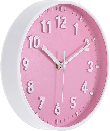 PATIKIL Reloj de pared de 8 pulgadas, con número 3D, de cuarzo, funciona con pilas, silencioso, sin tictac, redondo, para decoración de oficina,