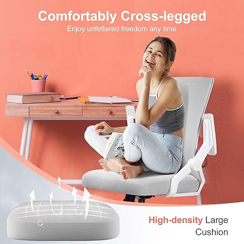 Miniatura 6 de COMHOMA Silla de oficina con reposabrazos abatibles, silla de escritorio ergonómica para computadora con soporte lumbar adaptativo, silla de estudio