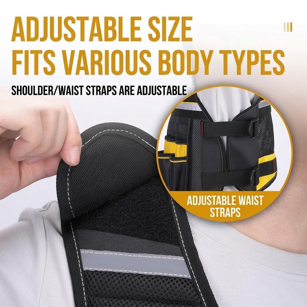 HiyyFloy Chaleco Portaherramientas Ligero para Hombre Y Mujer, Chaleco De Seguridad con Correas Ajustables, Ideal para Electricistas, Carpinteros Y Trabajos De Construcción.