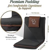 Vista 2 de Silla de meditación japonesa de suelo con soporte para la espalda para adultos - Silla de meditación premium con respaldo ajustable y plegable