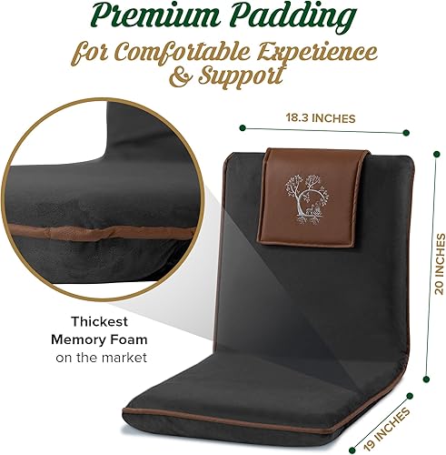 Miniatura 2 de Silla de meditación japonesa con respaldo para adultos, silla de meditación premium con respaldo ajustable y plegable para sentarse, yoga y juegos,