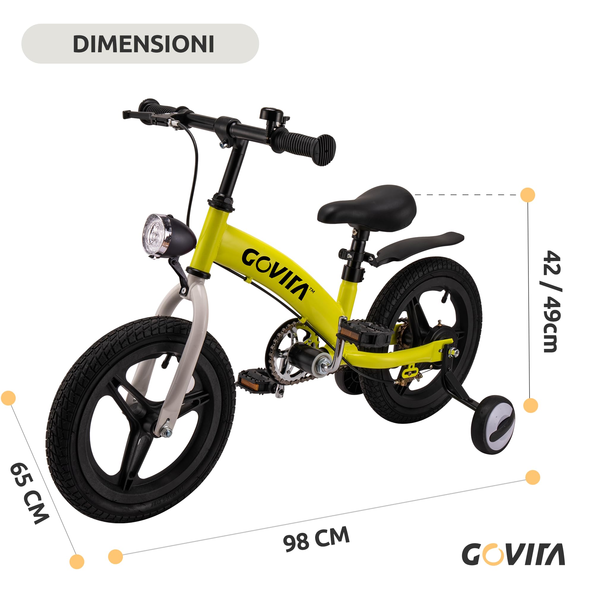 GOVITA Bicicletta Senza Pedali e con Pedali 2 in 1 per Bambini | Balance Bike da 14 Pollici | Bici Evolutiva per Apprendimento Equilibrio e Coordinazione | Freno a Mano, Sella Regolabile