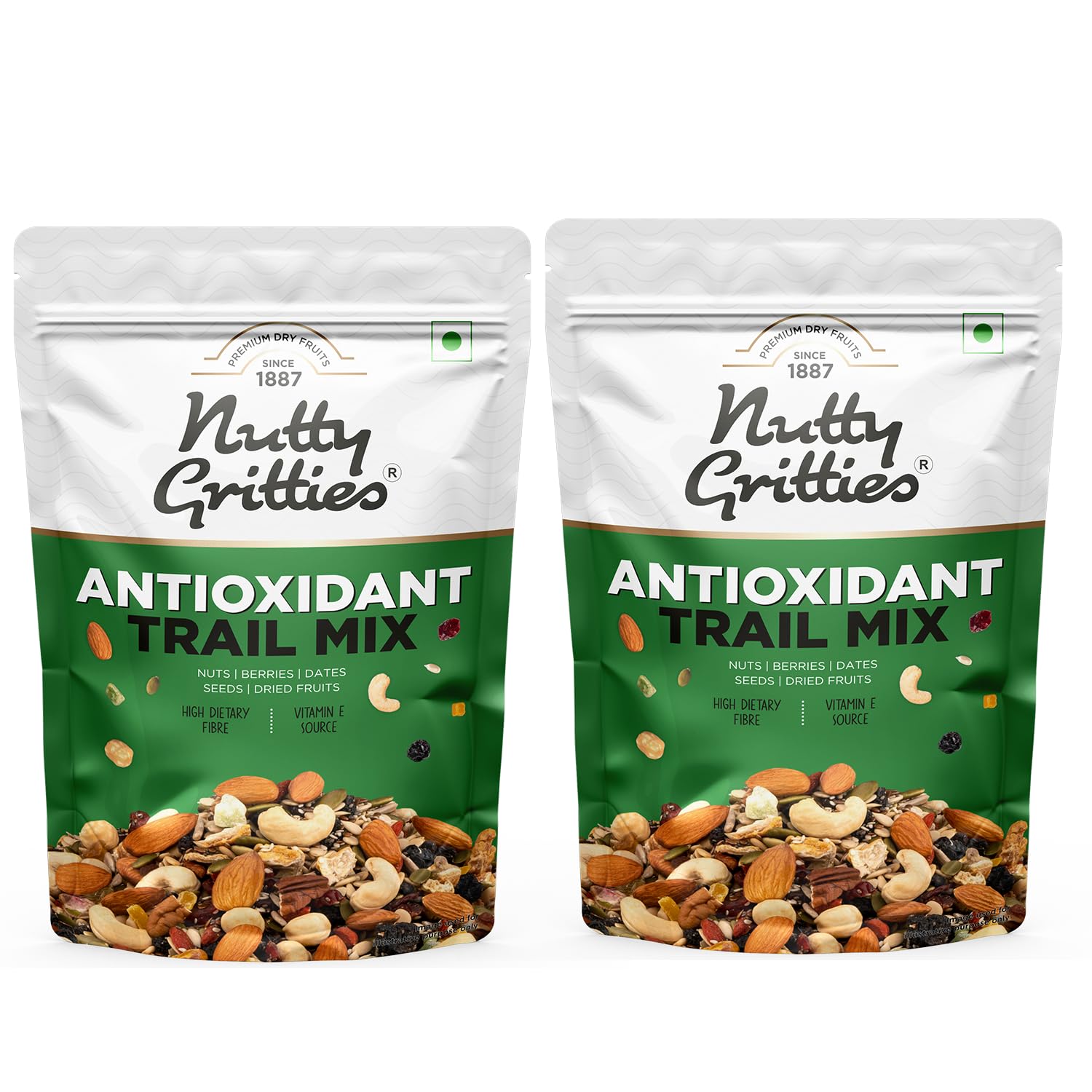 Nutty Gritties Antioxidant Trail Mix 400g | 21 Superfoods in 1 Mix | Including Almonds, Hazelnuts, Brazil Nuts, Berries, Dry Dates, Chia Seeds, Pumpkin Seeds and Many More Mixed Dry Fruits | Resealable Pouch (Pack of 2, Each Pack 200g ) (B0BZCBH3BP) Amazon Price History, Amazon Price Tracker