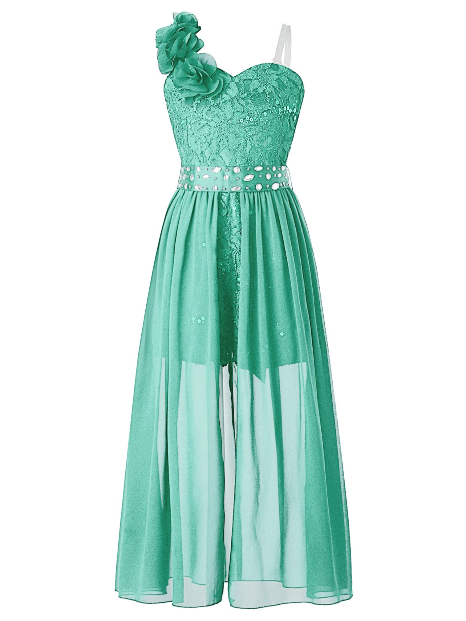 Agoky Vestido Largo de Fiesta Boda para Niñas Mono de Ceremonia Vestido sin Manga de Gasa Vestido Elegante de Dama de Honor Cumpleaños