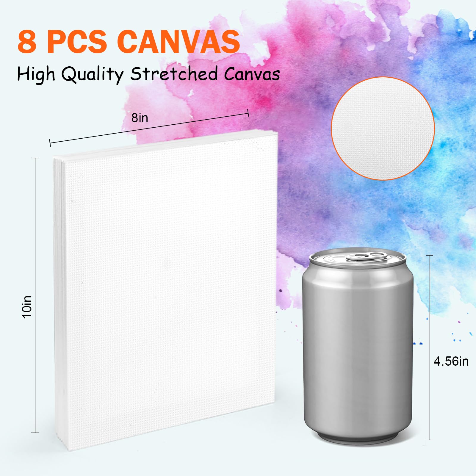 Kit Peinture Sur Toile 10 Pièces - Toile 20,3 X 25,4 Cm Avec Chevalet, Pinceaux, Peinture Acrylique - Parfait Pour Atelier Créatif Ou Fête